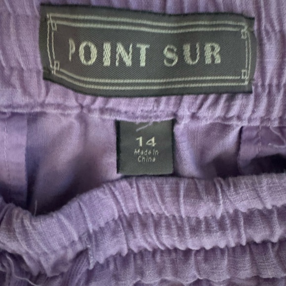 Point Sur Purple Linen Blend Pull On Pants Size 14 - Picture 3 of 4